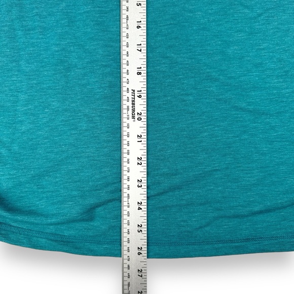 Danskin Crossover Top Large Raglan Sleeve Colonial Blue Tulip Hem Ruched Sides - Picture 10 of 15